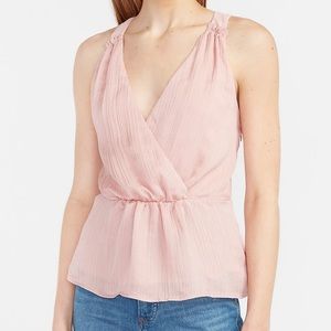 Express Pleated Wrap Front Peplum Tank